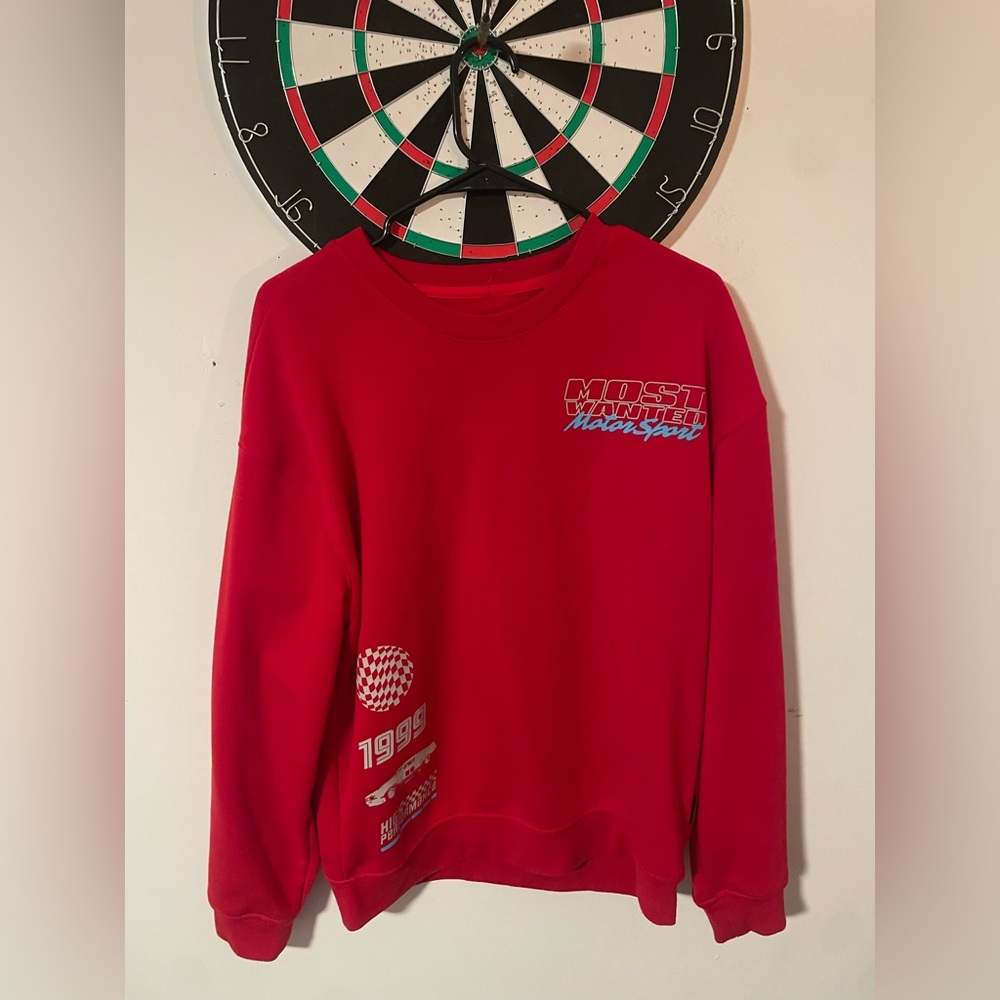 Red Most Wanted Motorsport crewneck
